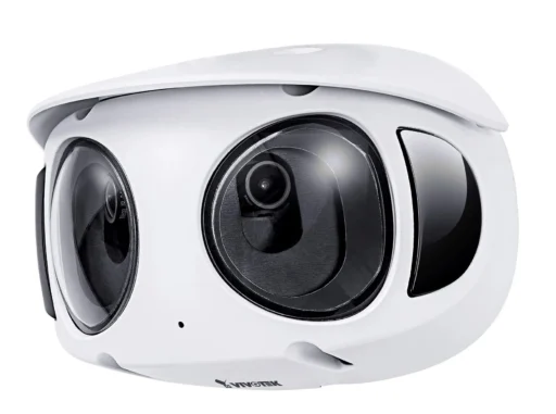 Outdoor Vandal Dome; 8MP 180ø (4736x 1648); (2x4M sensors);30fps; H.265; 2.8mm each lens; D/N; IR 20m; Deep Search