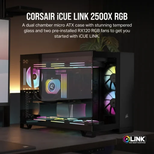 2500X RGB Micro ATX Black Dual Chamber PC Case