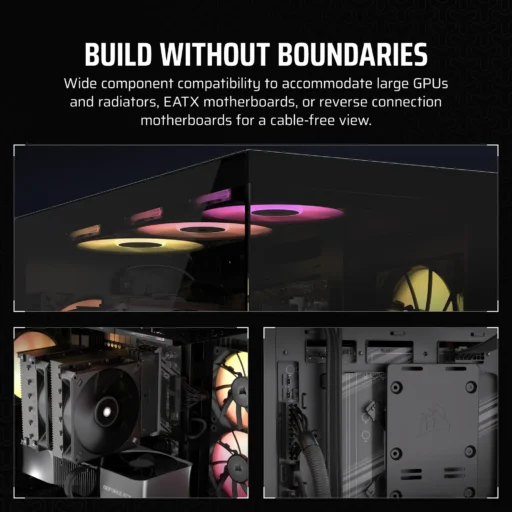 3500X Tempered Glass Black Mid-Tower PC Case; 2x 3.5'' | 2x 2.5'' Drive Bays; Up to 360mm Radiator compatible