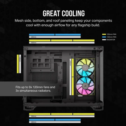 2500X RGB Micro ATX Black Dual Chamber PC Case