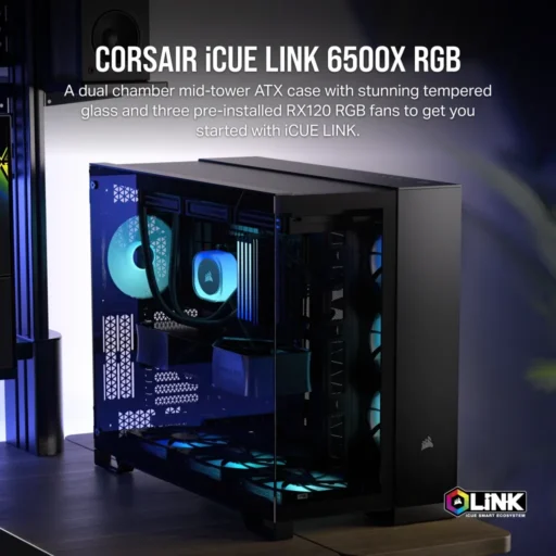 6500X RGB Mid-Tower Black Dual Chamber PC Case