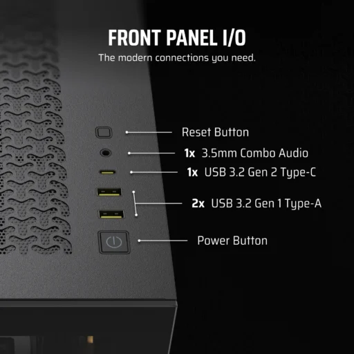 3500X RGB Mid-Tower Black PC Case; 2x 3.5'' | 2x 2.5'' Drive Bays; Up to 360mm Radiator compatible; 3x 120mm fan incl