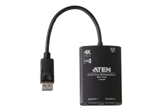 ATEN 2-Port True 4K DisplayPort Single Stream Transport (SST) or Multi-Stream Transport (MST) Mode; dual output ? up to 3840 x 2