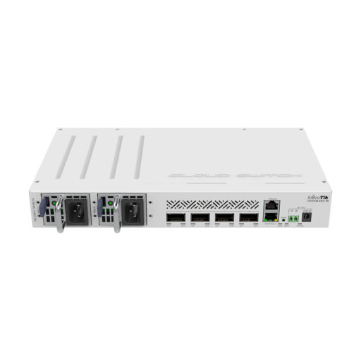 MikroTik Cloud Router Switch CRS504-4XQ-IN, 16x 25G Ports, 4x 100G QSFP28 Ports, 1x 100MB Ethernet Port for Management, Desktop Case, Dual Hot-Swap PSU