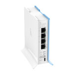 MikroTik hAP lite, 4x LAN, built-in 2.4GHz 802.11b/g/n 2x2 two chain wireless with integrated antennas, tower case, PSU
