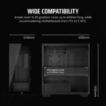 3500X Tempered Glass Black Mid-Tower PC Case; 2x 3.5'' | 2x 2.5'' Drive Bays; Up to 360mm Radiator compatible