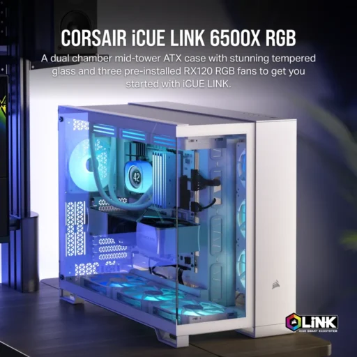 6500X RGB Mid-Tower White Dual Chamber PC Case