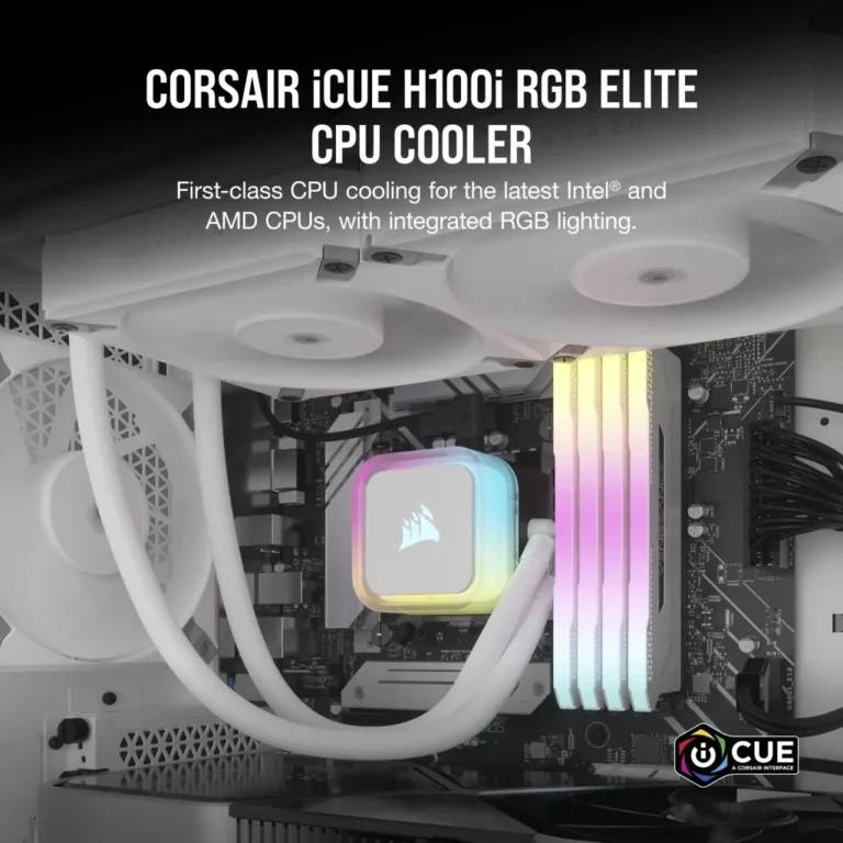 Corsair iCUE H100i ELITE RGB 240mm Liquid CPU Cooler - White AMD: AM5