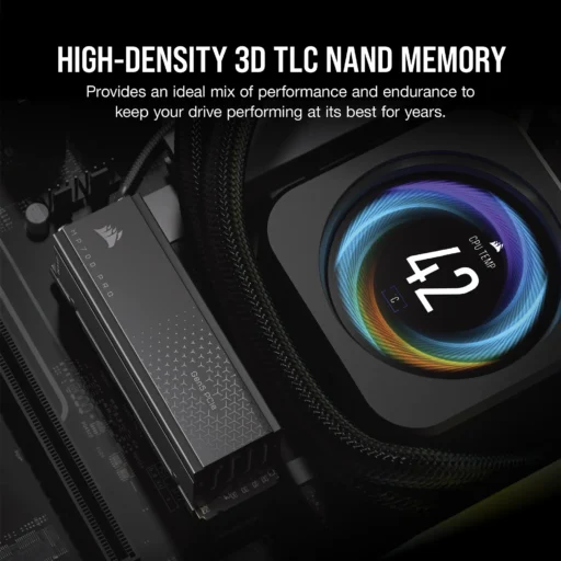 Corsair MP700 PRO 1TB M.2 NVMe PCIe Gen. 5 x4 SSD with Cooler; Read Up To 11 700MB/s; Write up to 9600MB/s