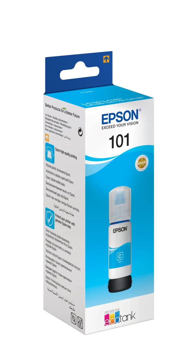 Epson 101 Ecotank Cyan ink bottle (70ml). 6000 pages @ 5% co