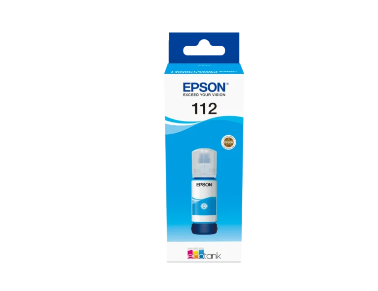 Epson 112 EcoTank Pigment Cyan ink bottle (70 ml). 6000 page