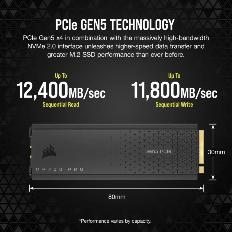 Corsair MP700 PRO 1TB M.2 NVMe PCIe Gen. 5 x4 SSD with Cooler