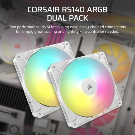 Corsair RS140 ARGB 140mm PWM Fans Dual Pack ? White
