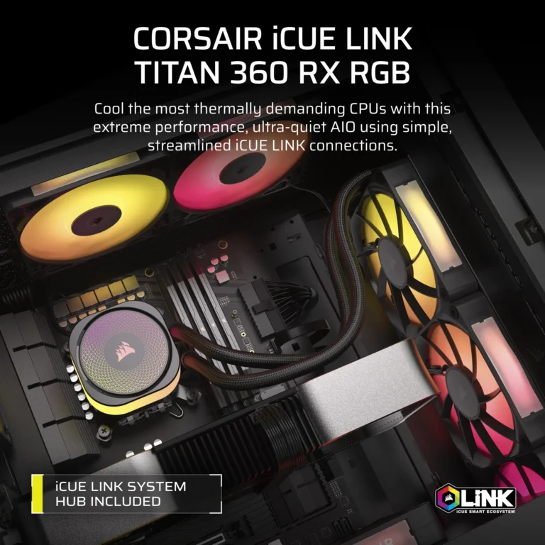 Corsair iCUE LINK TITAN 360 RX RGB Liquid CPU Cooler ? RX120 RGB Fans ? Fits Intel? LGA 1851/1700