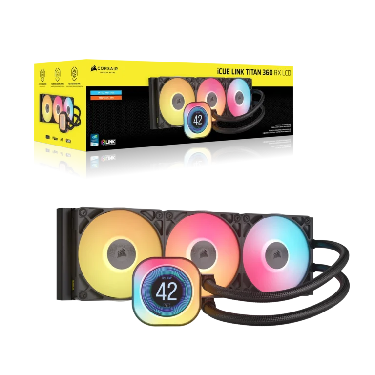 Corsair iCUE LINK TITAN 360 RX LCD Liquid CPU Cooler ? RX120 RGB Fans ? Fits Intel? LGA 1851/1700