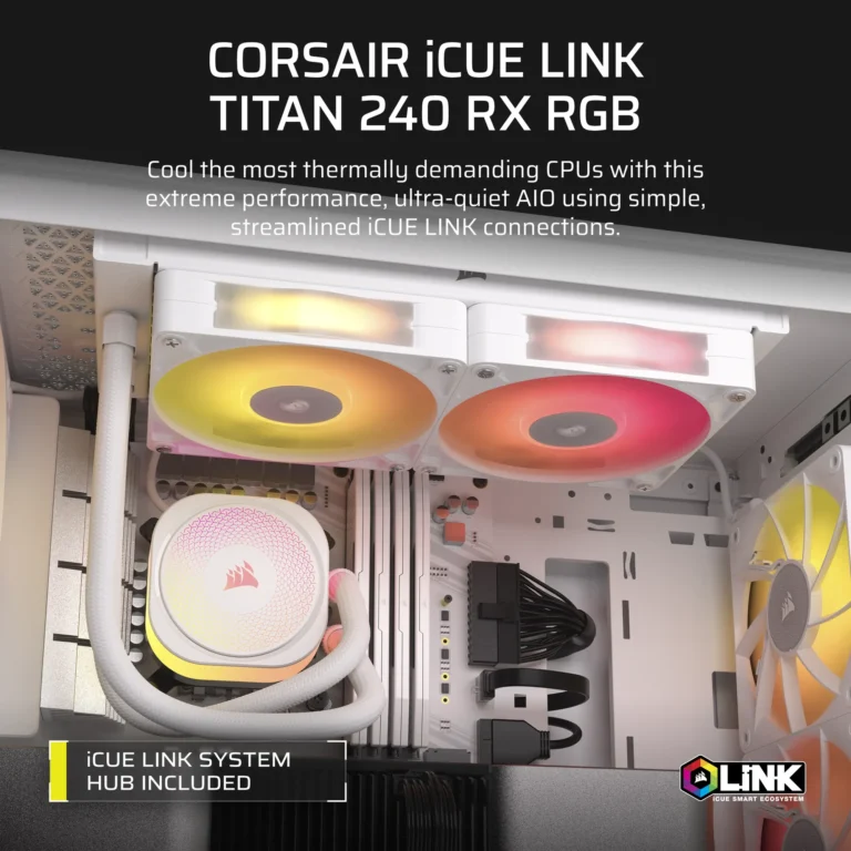 Corsair iCUE LINK TITAN 240 RX RGB Liquid CPU Cooler - White ? RX120 RGB Fans ? Fits Intel? LGA 1851/1700