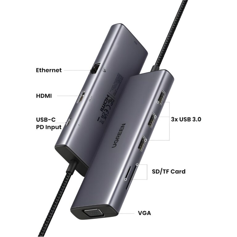 UGREEN 9-in-1 Type-C Hub | HDMI | VGA | LAN | SD/TF | 100W PD | USB3.0