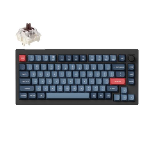 Keychron V1 Max QMK/VIA Wireless Custom Mechanical Keyboard | BROWN Switches ? Black