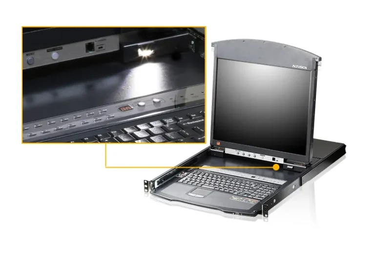 8-port 17'' Dual Rail LCD IP Cat5 KVM - D.Rail LCD KVM IP SW. W/(USKB/SPKB)/W/(US/EU) CORD