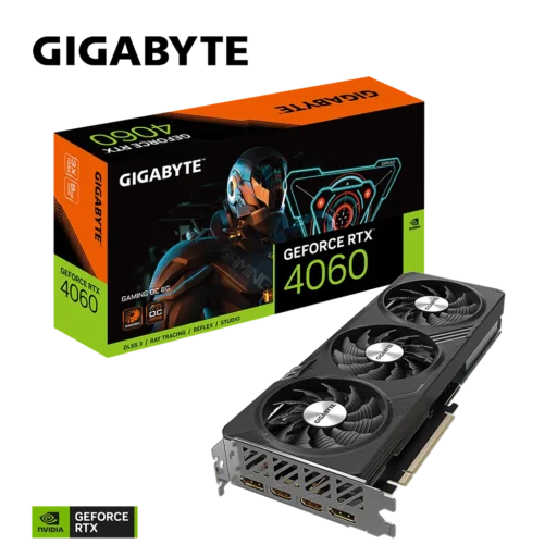 GIGABYTE nVidia GeForce RTX 4060 Gaming OC - 8GB GDDR6; 128-Bit Memory Bus; 2x HDMI; 2x DisplayPort; Min 450W PSU.