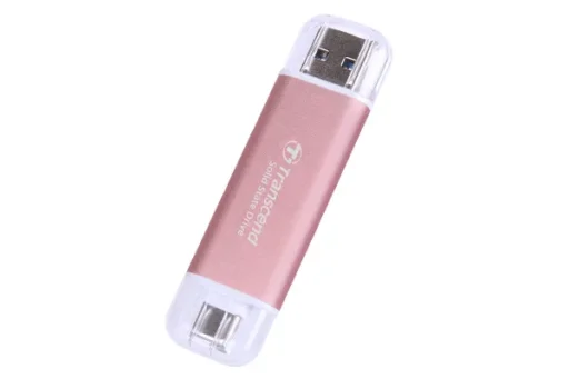 TRANSCEND 1 TB ESD310P USB3.2 TYPE A & C (USB 10Gbps) OTG COMPACT PORTABLE SSD - Read 1050MB/s Write 950 MB/s - Pink