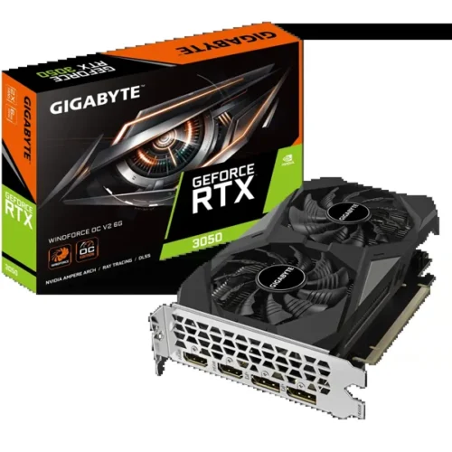 GIGABYTE nVidia GeForce RTX 3050 Windfore OC - 6GB GDDR6; 96-Bit Memory Bus; PCI Express 4.0; 2x HDMI; 2x DisplayPort.