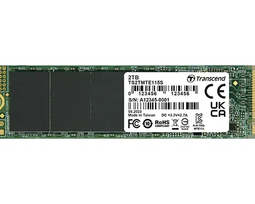 TRANSCEND 2TB MTE115S PCI-E GEN 3x4 M.2 2280 SSD 3D NAND - 3200 MB/s Read 1900 MB/s Write - 800 TBW