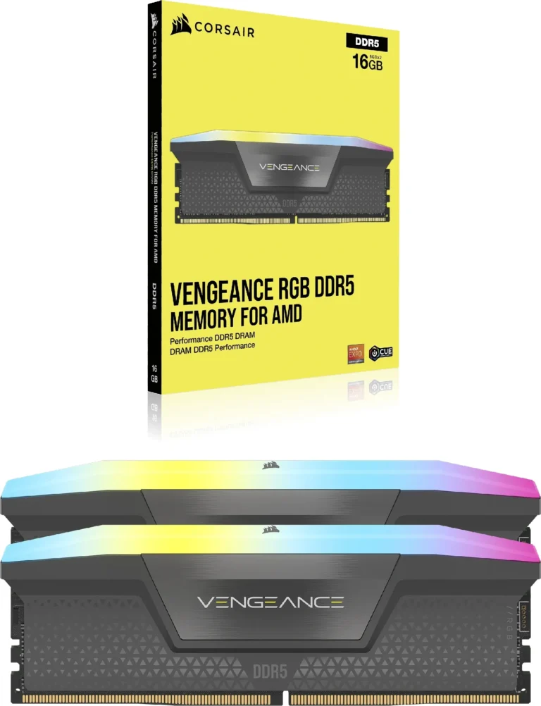 Corsair VENGEANCE RGB DDR5 32GB (2x16GB) DDR5 6000 CL36-44-44-96 1.4V Intel XMP and AMD EXPO Memory - Grey.