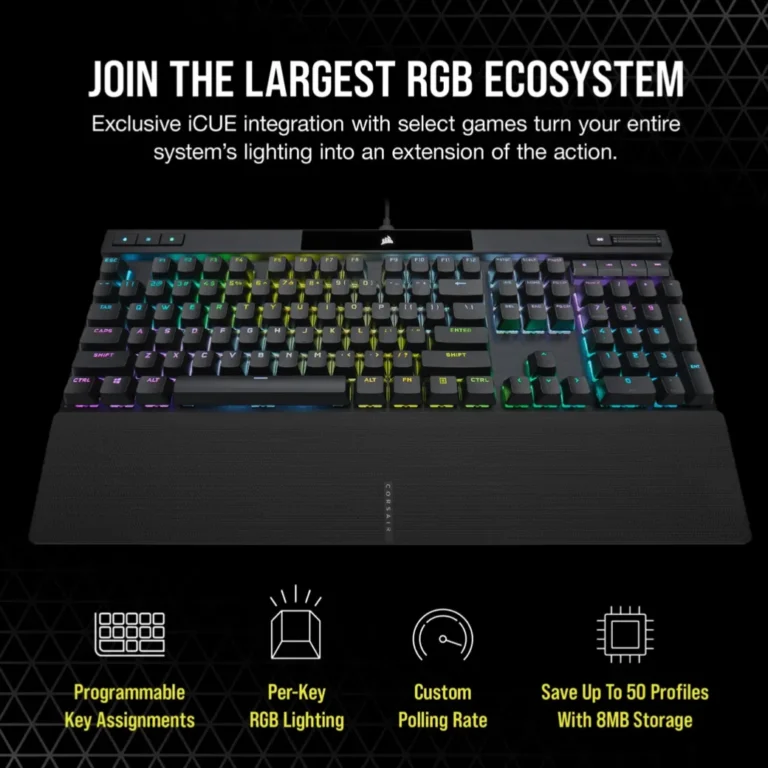 Corsair K70 RGB PRO Mechanical Gaming Keyboard - CHERRY MX SPEED Silver Keyswitches - Black
