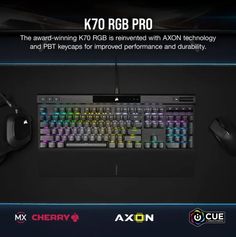 Corsair K70 RGB PRO Mechanical Gaming Keyboard - CHERRY MX SPEED Silver Keyswitches - Black