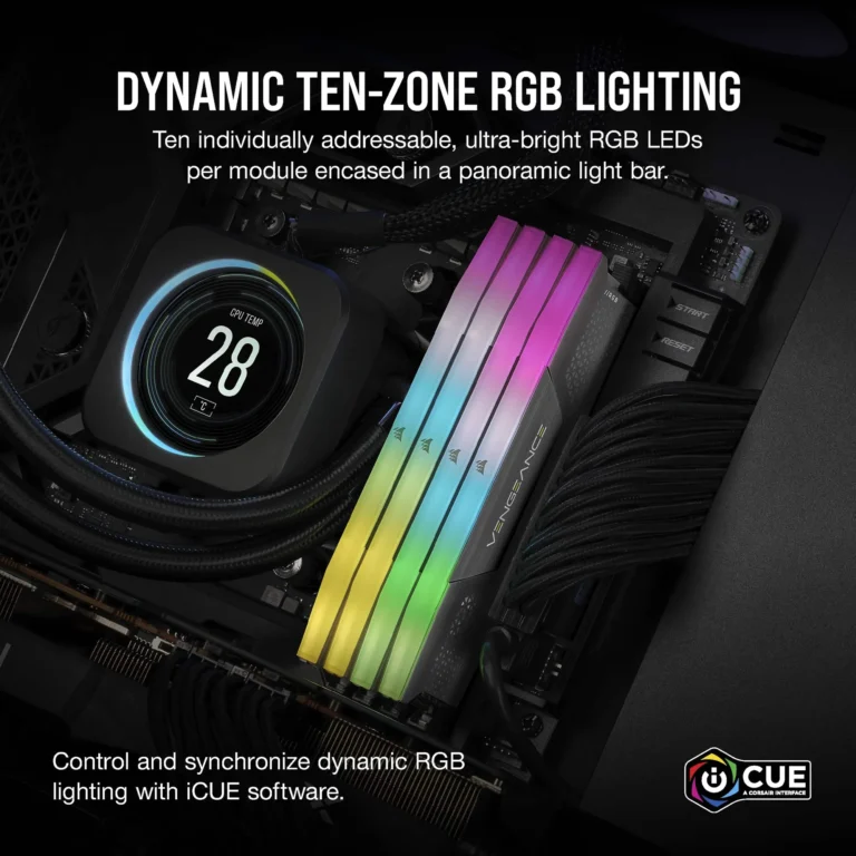 Corsair VENGEANCE RGB DDR5 32GB (2x16GB) DDR5 6000 CL36-44-44-96 1.4V Intel XMP and AMD EXPO Memory - Grey.