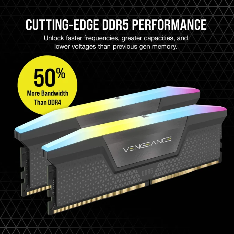 Corsair VENGEANCE RGB DDR5 32GB (2x16GB) DDR5 6000 CL36-44-44-96 1.4V Intel XMP and AMD EXPO Memory - Grey.