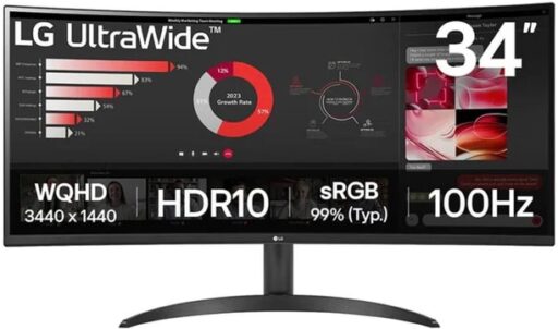 LG UltraWide 34-inch QHD VA Curved Monitor 100Hz