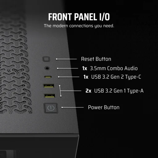 3500X Tempered Glass Black Mid-Tower PC Case; 2x 3.5'' | 2x 2.5'' Drive Bays; Up to 360mm Radiator compatible