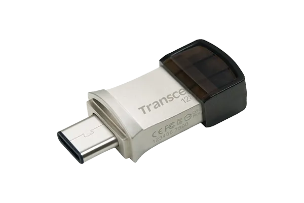TRANSCEND 128GB JETFLASH 890 USB-C & USB 3.1 OTG FLASH DRIVE - SILVER