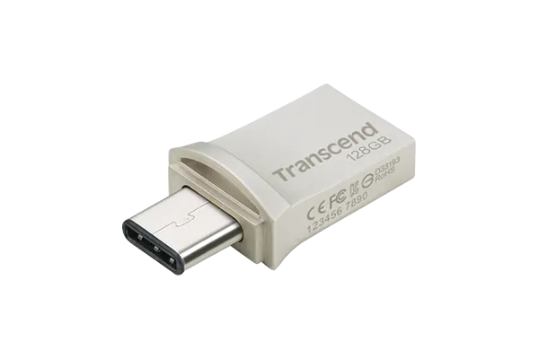 TRANSCEND 128GB JETFLASH 890 USB-C & USB 3.1 OTG FLASH DRIVE - SILVER
