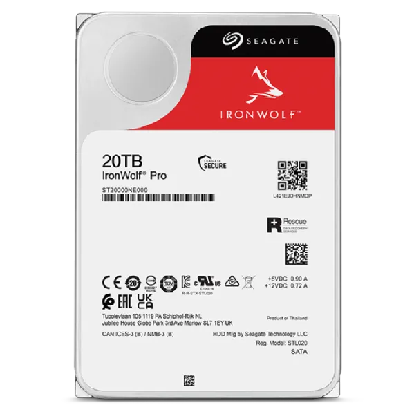 95784011_5823766517.webp Seagate Ironwolf Pro ST2000NT001 20TB 3.5'' HDD NAS Drives 7200 RPM; SATA 6GB/s Interface; 256MB Cache;550TB/Year; Unlimited Bay