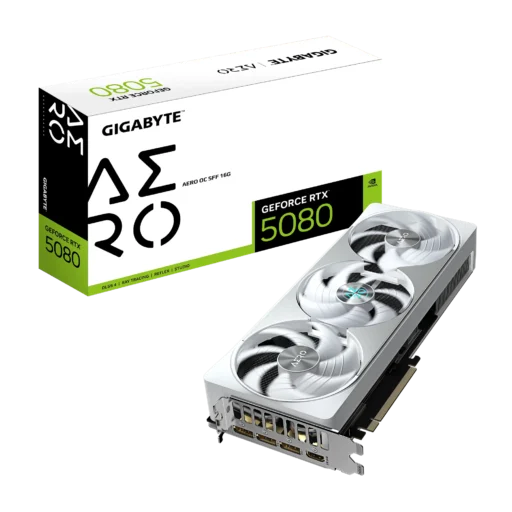 GIGABYTE nVidia GeForce RTX 5080 AERO OC - 16GB GDDR7; 256-Bit Memory Bus; 1x HDMI; 3x DisplayPort; Min 850W PSU. .