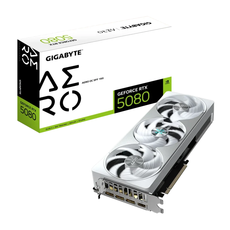 GIGABYTE nVidia GeForce RTX 5080 AERO OC - 16GB GDDR7; 256-Bit Memory Bus; 1x HDMI; 3x DisplayPort; Min 850W PSU. .