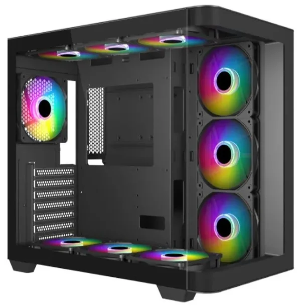 MECER Graphite Curved Gaming ATX Case W/3 +1 ARGB Fan (PSU E
