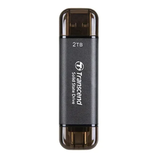 TRANSCEND 128 GB ESD310C USB3.2 TYPE A & C (USB 10Gbps) OTG COMPACT PORTABLE SSD - Read 1050MB/s Write 950 MB/s - Black