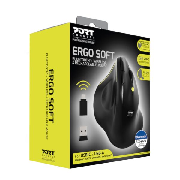 Port Connect 2.4GHz Wireless ERGO SOFT Bluetooth Rechargeabl