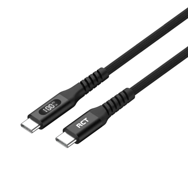 RCT USBC-USBC 2M?Sync & Charge Cable (Black with LED Display