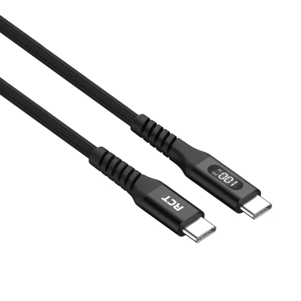 RCT USBC-USBC 2M?Sync & Charge Cable (Black with LED Display