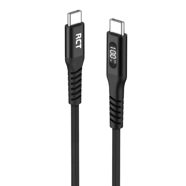 RCT USBC-USBC 2M?Sync & Charge Cable (Black with LED Display