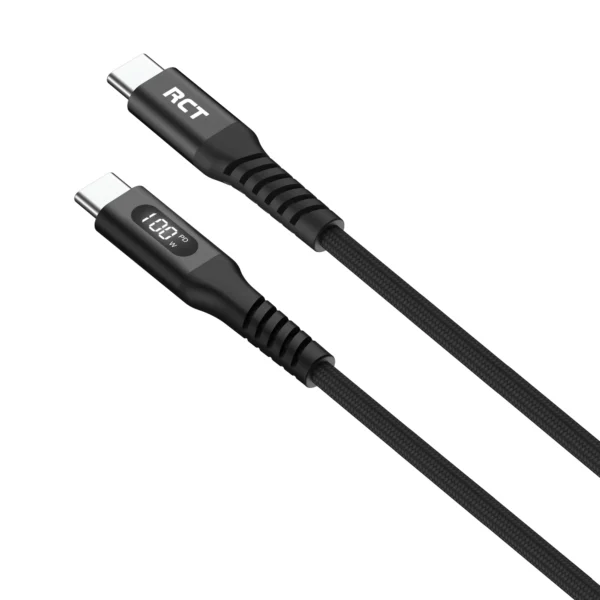 RCT USBC-USBC 2M?Sync & Charge Cable (Black with LED Display