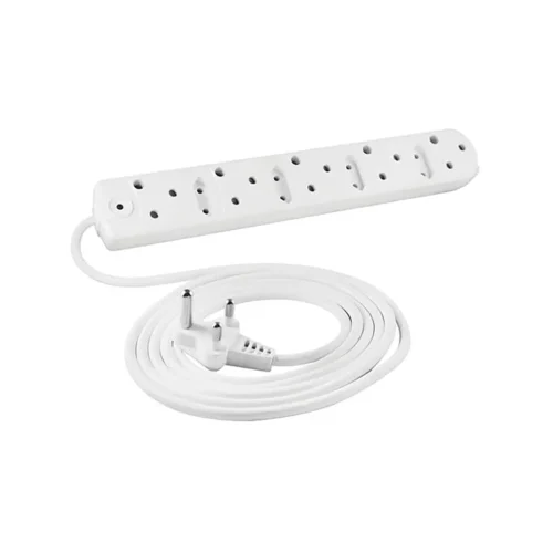 5 Way Low Cost Power Duct 16A + 3M PVC White Crabtree M/PLUG