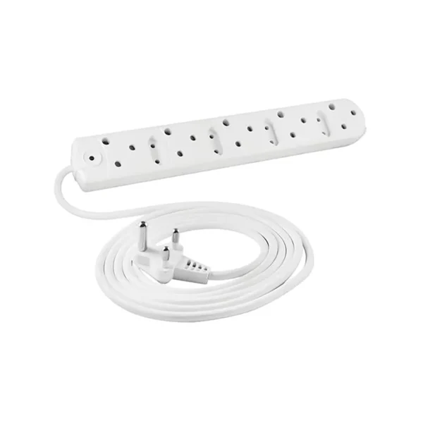 5 Way Low Cost Power Duct 16A + 3M PVC White Crabtree M/PLUG