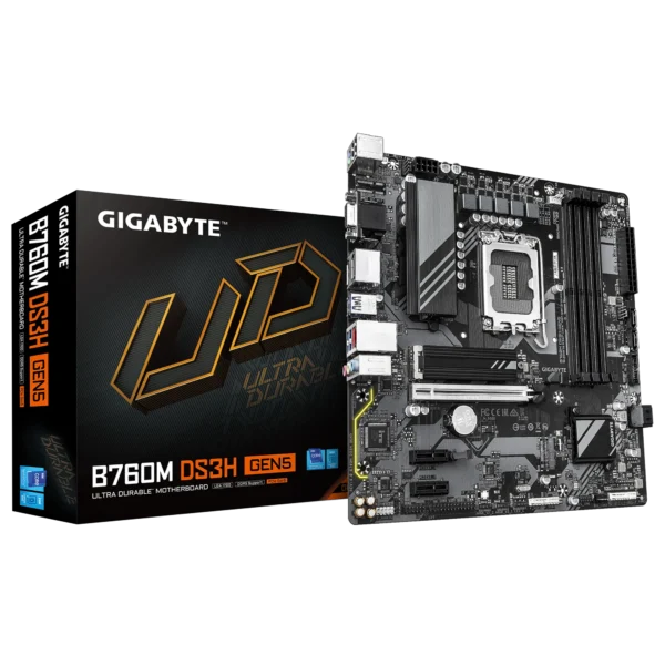 GIGABYTE Intel? B760 Chipset for LGA 1700; 4x DDR5; 2x M2; VGA/HDMI/DP x2; mATX