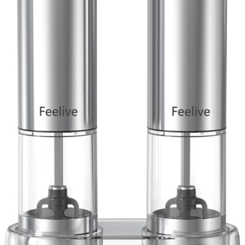 Feelive Rechargeable Pepper And Salt Grinder 2 Set With Stan